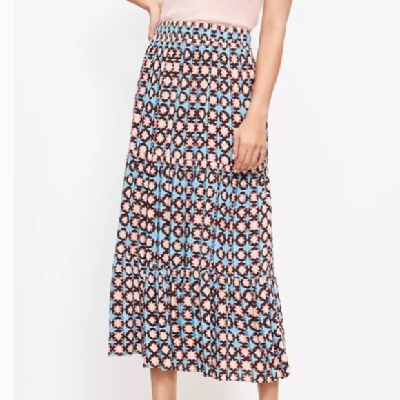 LOFT Skirts Loft Tiered Seawater Maxi Skirt Su2 Style Pull On